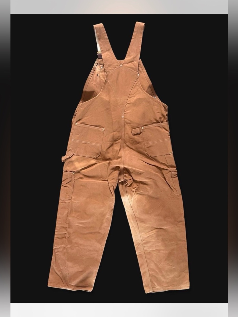 Vintage 80’s early 90’s Carhartt double-knee bib overalls in brown canvas 44x30 - Picture 3 of 11